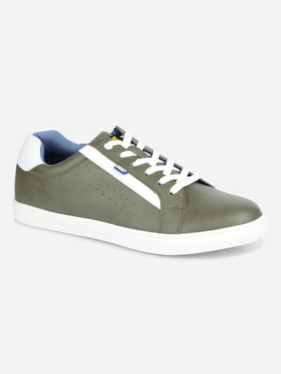 Men's Olive Lace Up Smart Casual Sneaker (IX1058)-Sneakers - iD Shoes