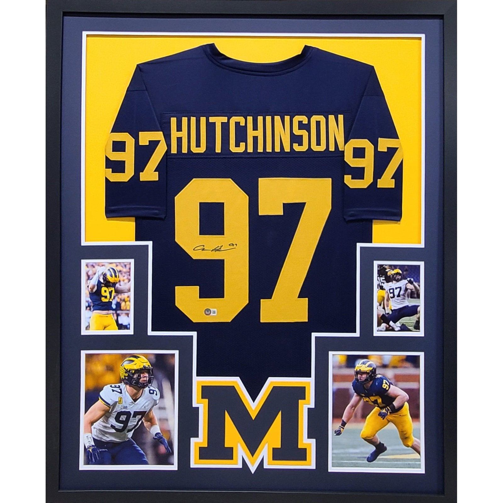 University of Michigan Football JJ McCarthy Shadowbox Framed Autographed  Football Jersey