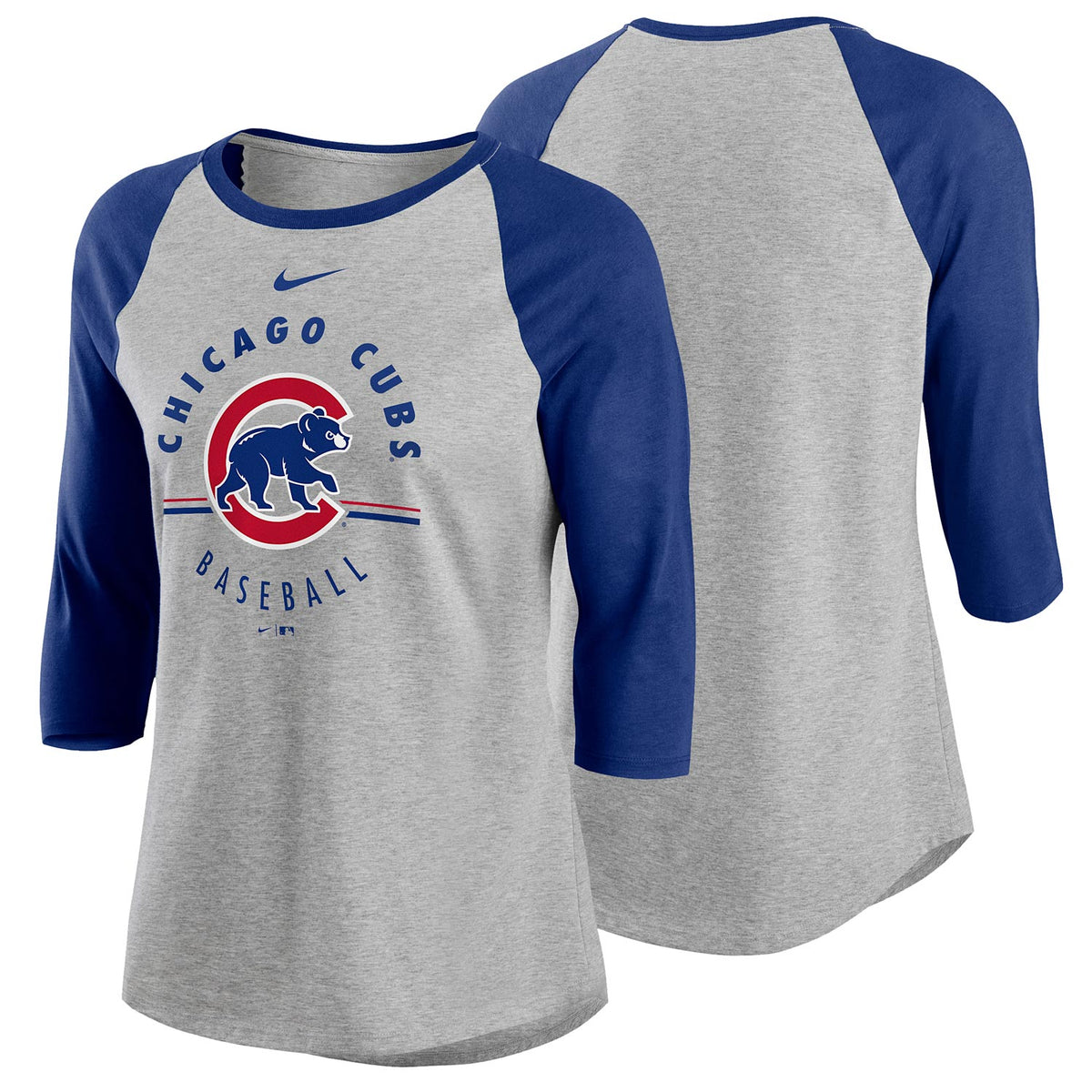 Chicago Cubs Ladies Nike Encircled Tri Blend 34 Sleeve Raglan Tee Shi Wrigleyville Sports 