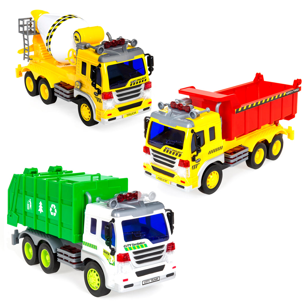 Set of 3 1\/16 Scale Friction Powered City Vehicle Toy Trucks \u2013 Best Choice Products