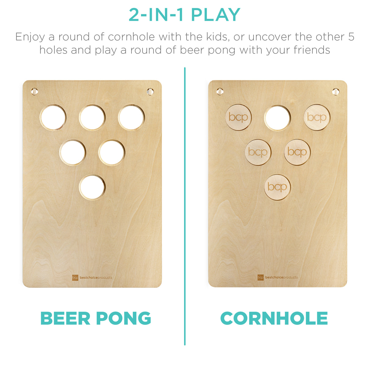 2-in-1 Cornhole and Beer Pong Regulation Game Set Deer In Grass Field 22 Cups 6 Pong Balls and 2 Racks Includes 8 Cornhole Bags
