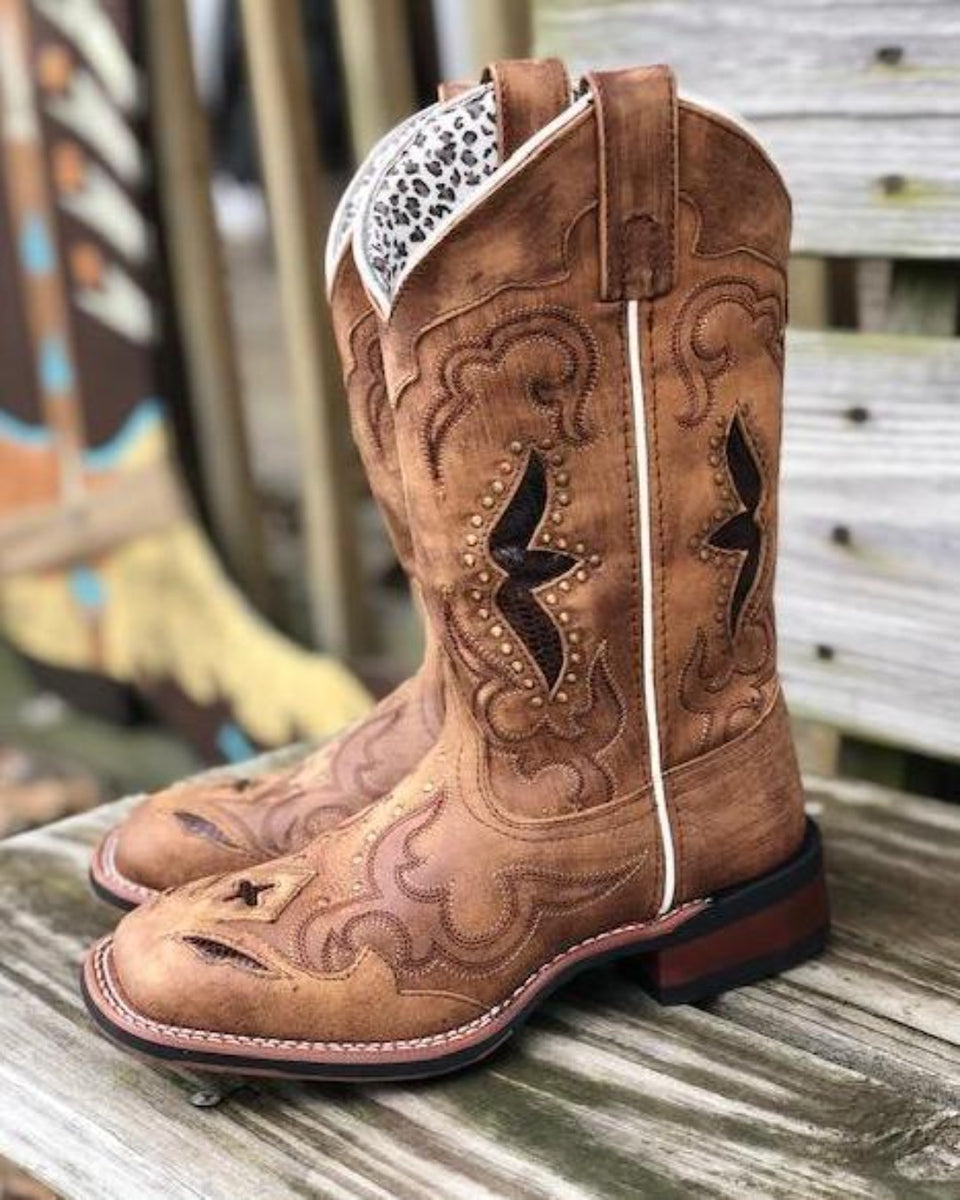 laredo women's snake underlay western boots