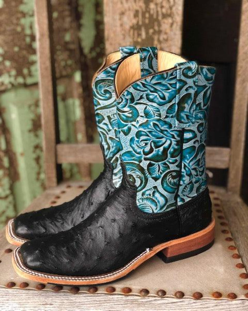 black and teal cowgirl boots