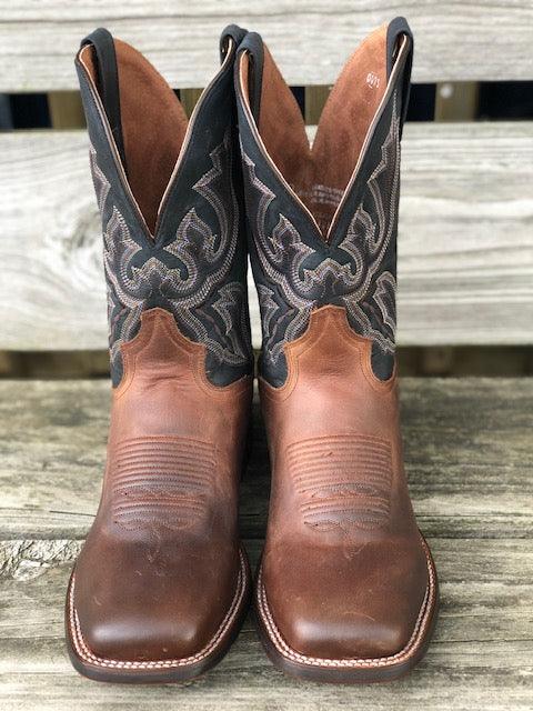 Dark Blue Square Toe Western Boots 