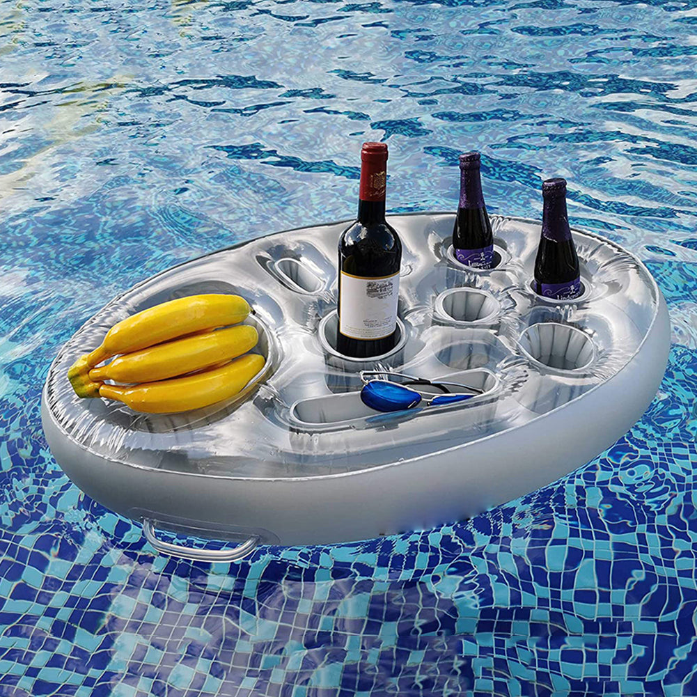 Thethan PVC Inflatable Beer Pong Table Mattress Lounge Pool Float 24 Cup Holder for Summer