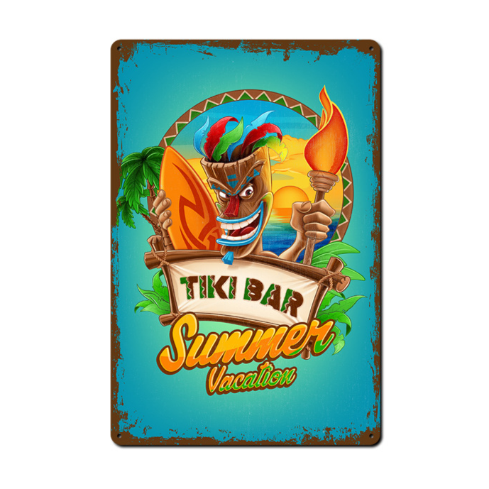 Tiki Bar Vintage Metal Tin Sign 12X8 inches