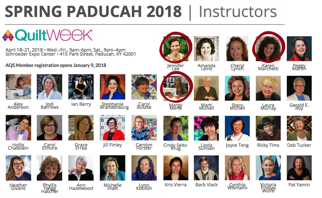 AQS Quilt Week Instructors - Spring Paducah 2019