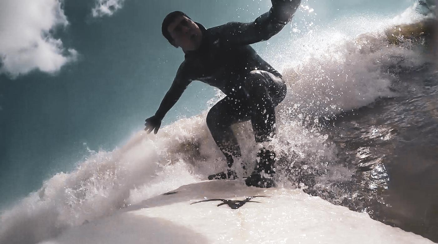Brad Van Rooi surfing Lighthouse in Toronto, Great Lakes