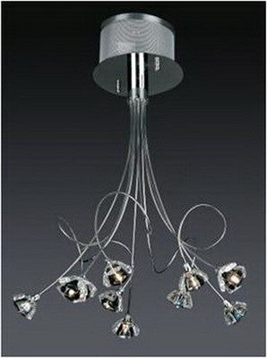 Trans Globe Lighting MDN-326 BL Ten Light Pendant Ceiling Mount in Polished Chrome Finish and Blue Glass - Quality Discount Lighting