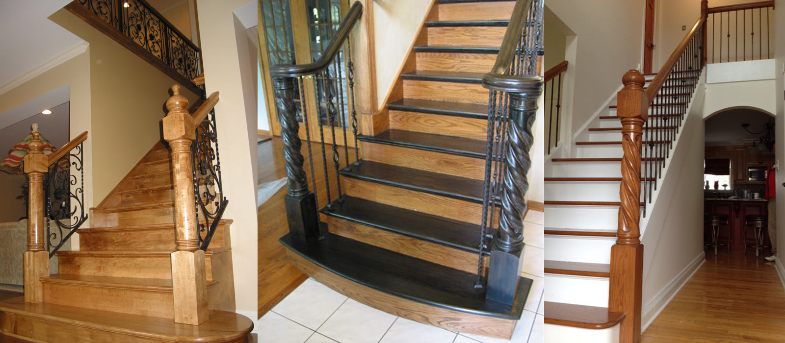 Inspired & Distinctivly Crafted | Custom Trophy Newel Posts with wrought iron balustrades
