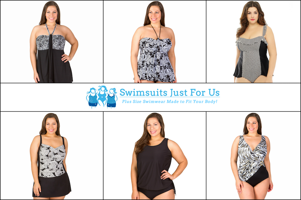 Plus Size Women’s Swimwear, Plus Size Women’s Swimsuits, Black & White Swimsuits, Black & White Bathing Suits