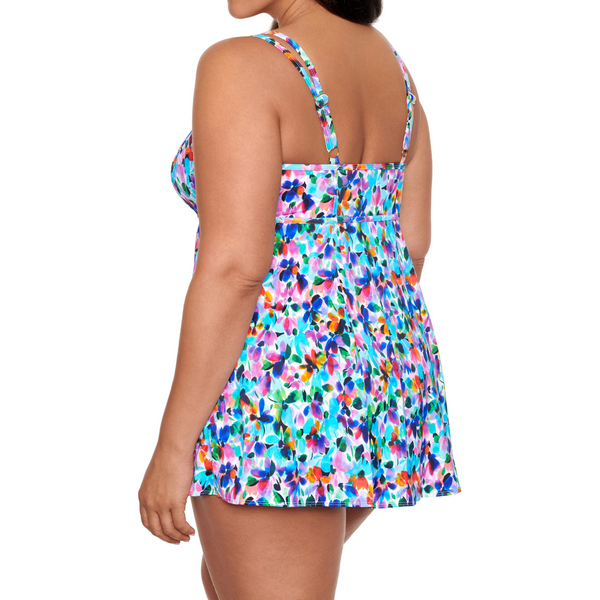 Longitude Womens Plus Size Swimdress Blooming Bouquet Swimsuits