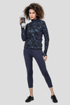 Breathable Printed Stretchable Gym Track Suit (Navy Blue) - Women