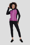 Fleece Stretchable Fitness Track Suit (Black Mauve) - Women