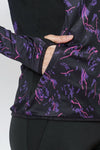 Breathable Printed Stretchable Gym Track Suit (Black Magenta) - Women