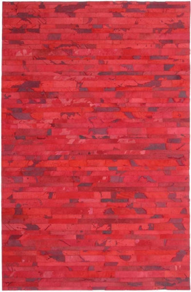 Must See Brilliant Red Area Rug In Cowhide Patchwork