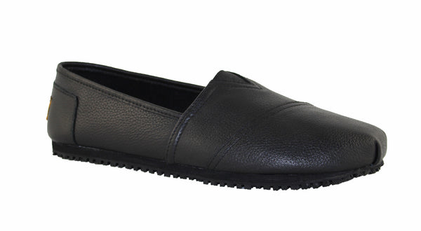 black leather slip on shoes womens