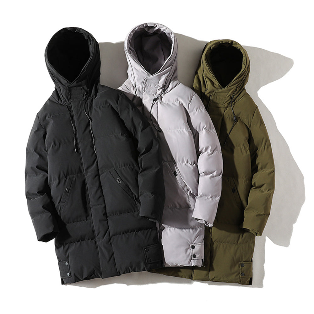 Macondoo Men Casual Overcoat Cotton-Padded Big and Tall Hooded Parkas Coats