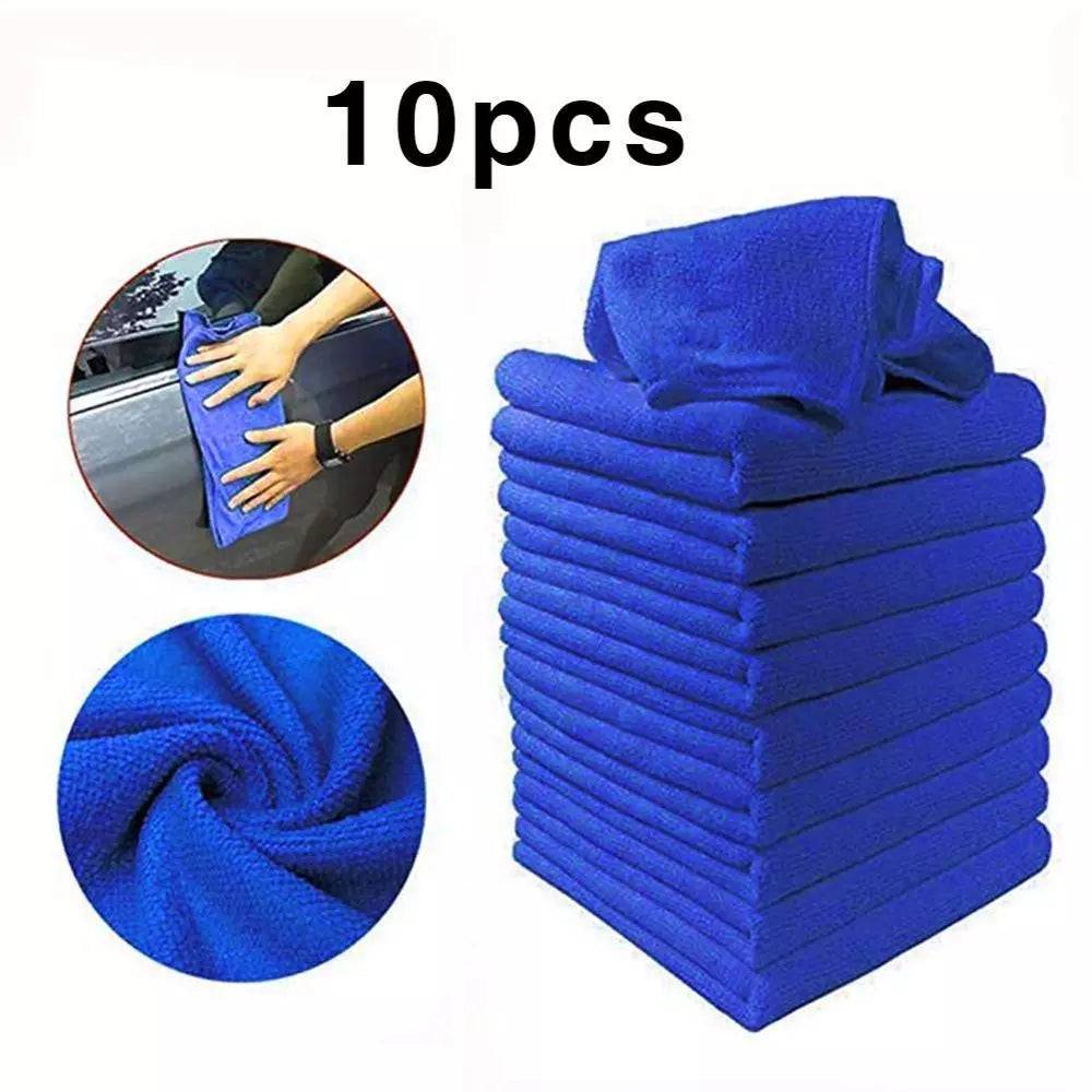 10PCS Microfiber Cleaning Cloths Washing Towel Blue for Car Polishing Wax Detail 