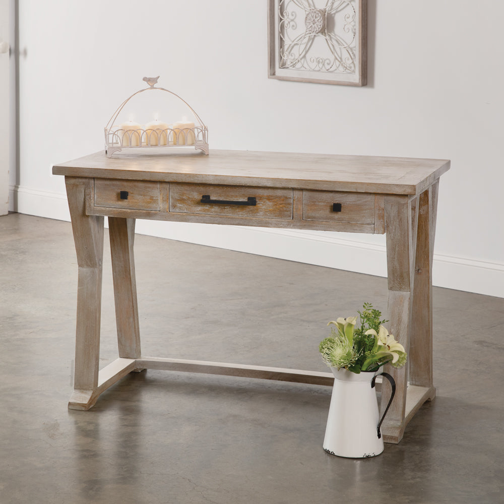 gray wash wood desk