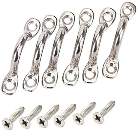 Details about   4 Stainless steel Bimini Pad Eye Footman Loop Tie Downs for Top Strap W Hardware 