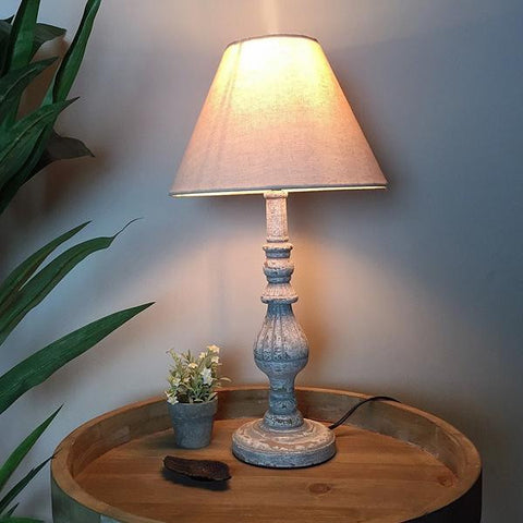 Rustic Wooden Spindle Table Lamp & Shade