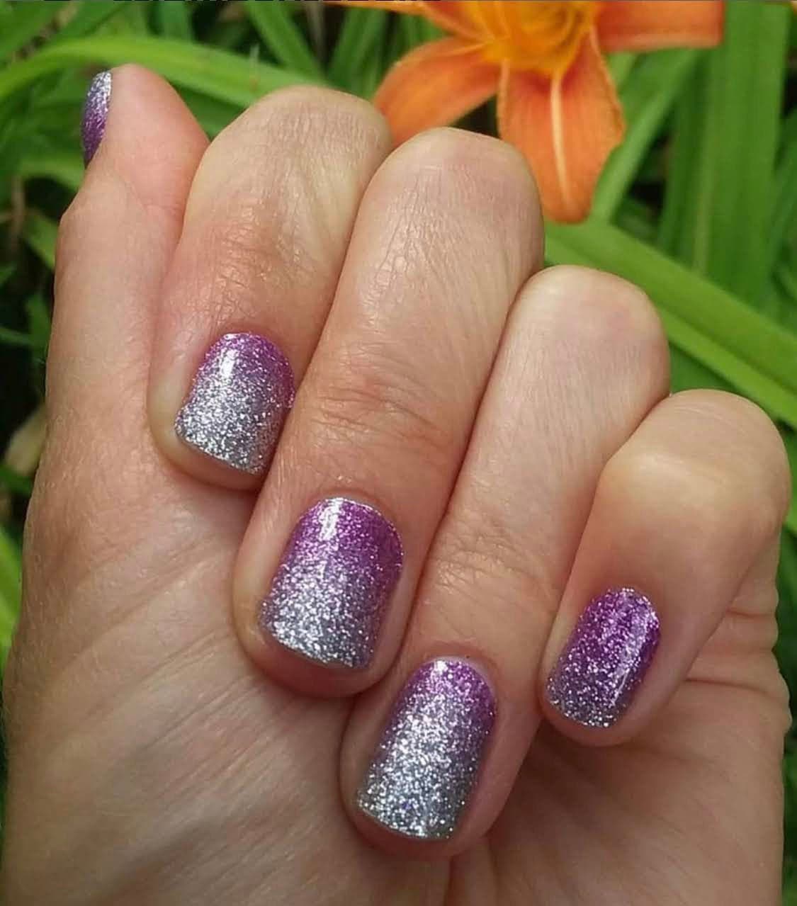 silver glitter nails