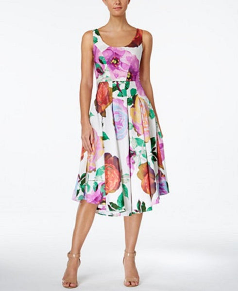 calvin klein fit and flare floral dress