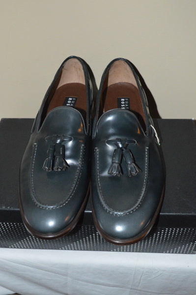 mens grey leather loafers