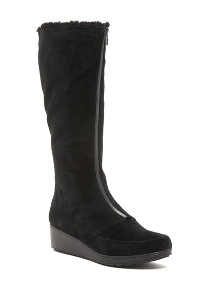 wedge black suede boots