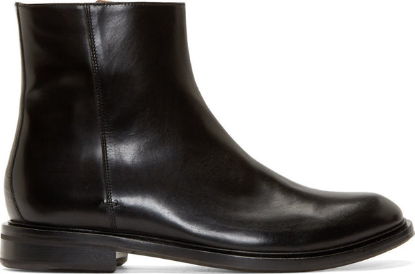 mens black leather boots with zipper