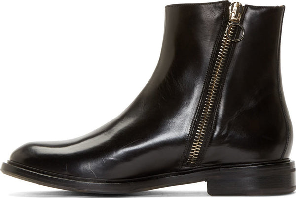 mens leather zip up boots