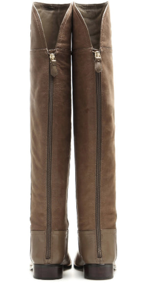 taupe leather knee high boots