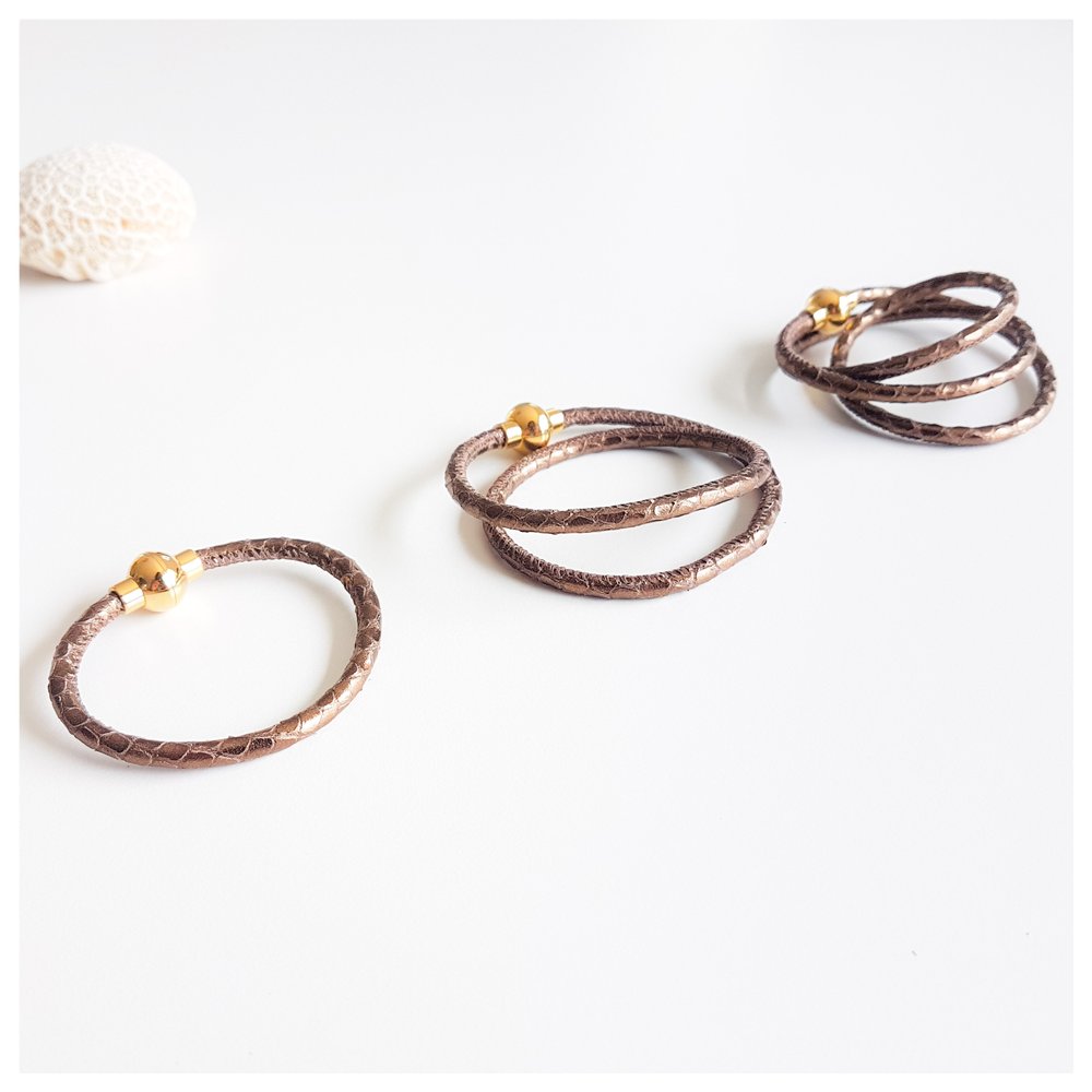 Bracelet fin python aimanté triple