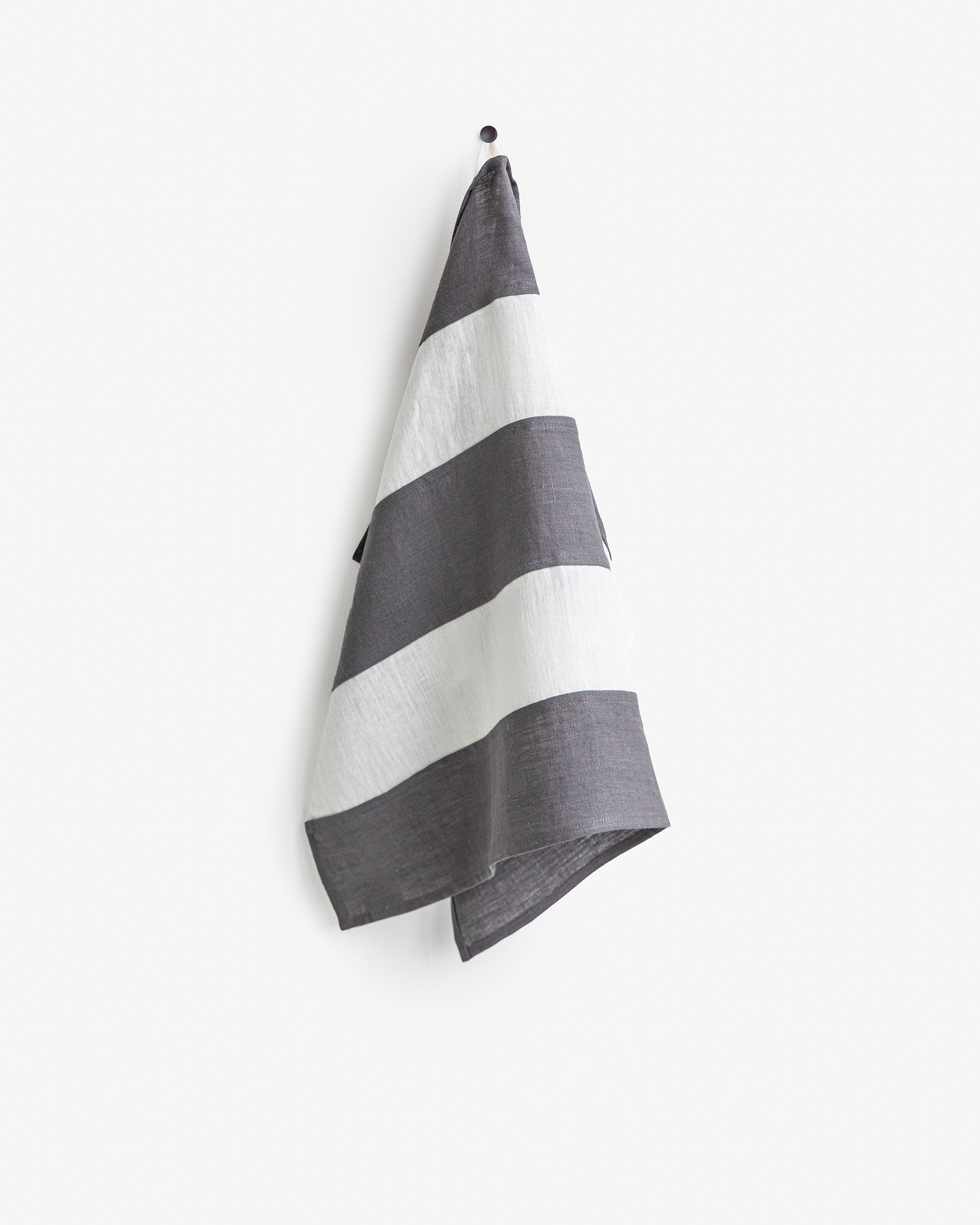 Striped Linen Dish Towel | Zero-waste in Charcoal gray | MagicLinen
