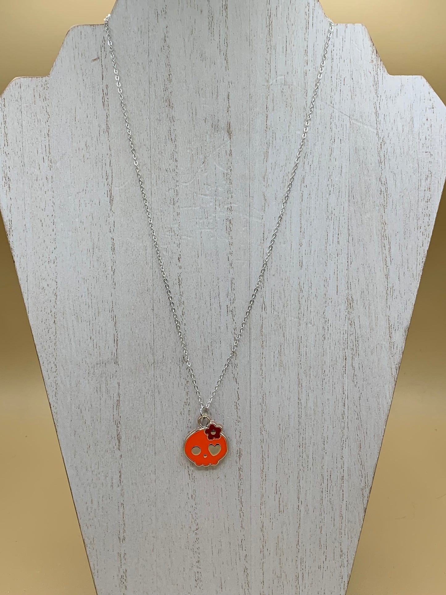 Orange Skull Necklace