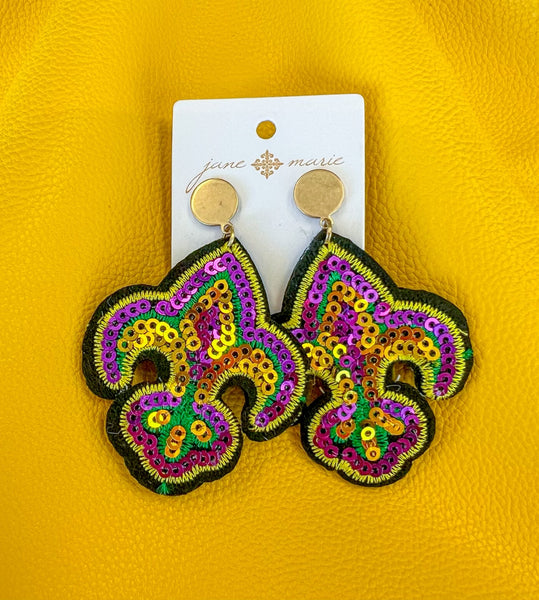 Jane Marie Sequin Fleur de Lis Earrings Jane Marie Sequin Fleur de Lis Earrings