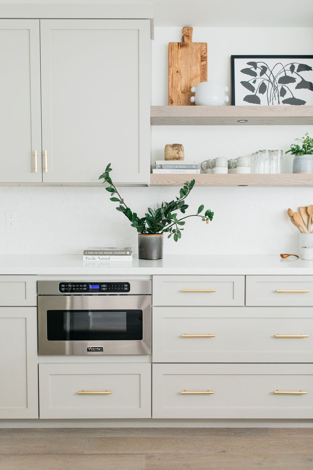 greige design shop + interiors alexandria project light grey cabinetry brass hardware