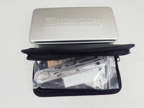 Artisan Cutlery Tin with Titanium Kinetic Tool & Pouch & Cleaning Cloth