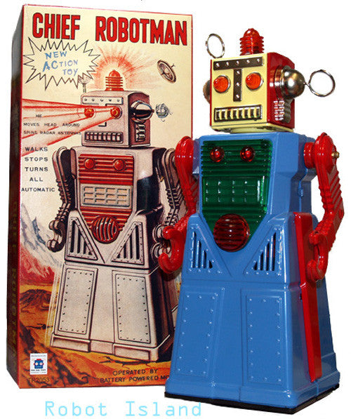 Chief Robotman Robot Tin Toy Battery Robot – Robot Island