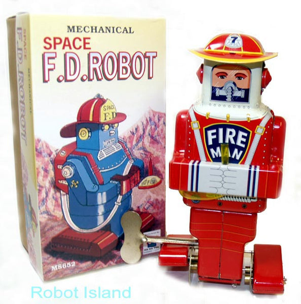 Space Fireman Robot Tin Toy Windup - SALE!