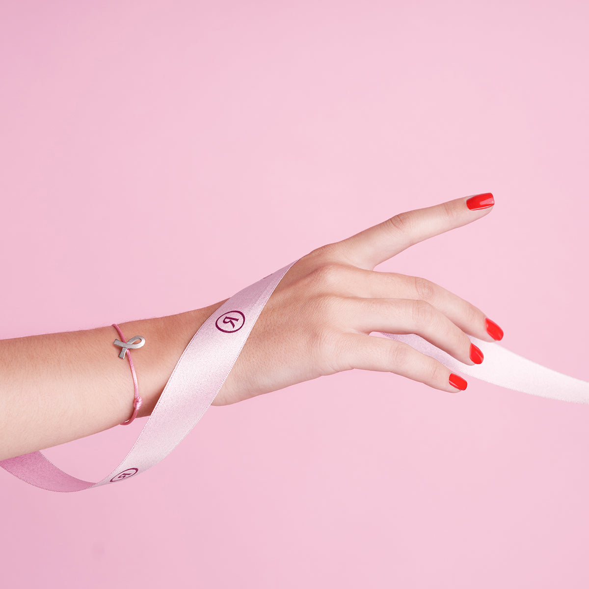 Pink October bracelet in silver