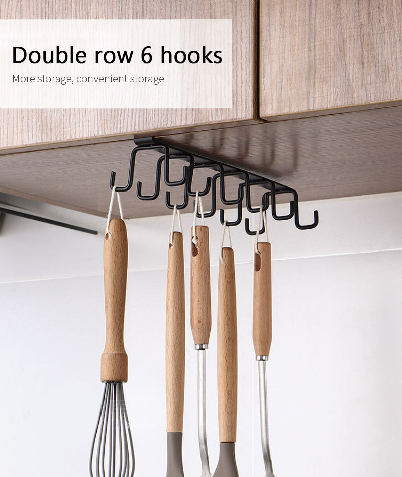 2pcs Iron 6 Double-row Hook Storage Organizer
