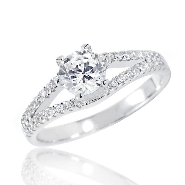 Sterling Silver Brilliant Cut 1.4 Carat Cubic Zirconia Ring