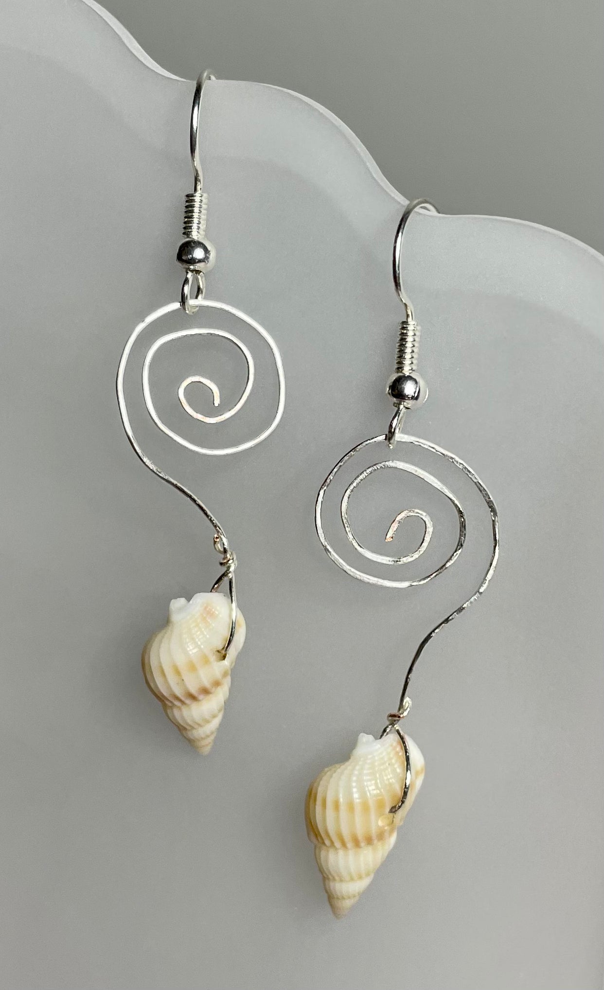 Spiral Wire Wrapped Sea Shell Earrings