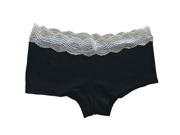 Size M White Lace NWT Sexy Amren Organic Cotton Underwear Boyshorts USA 