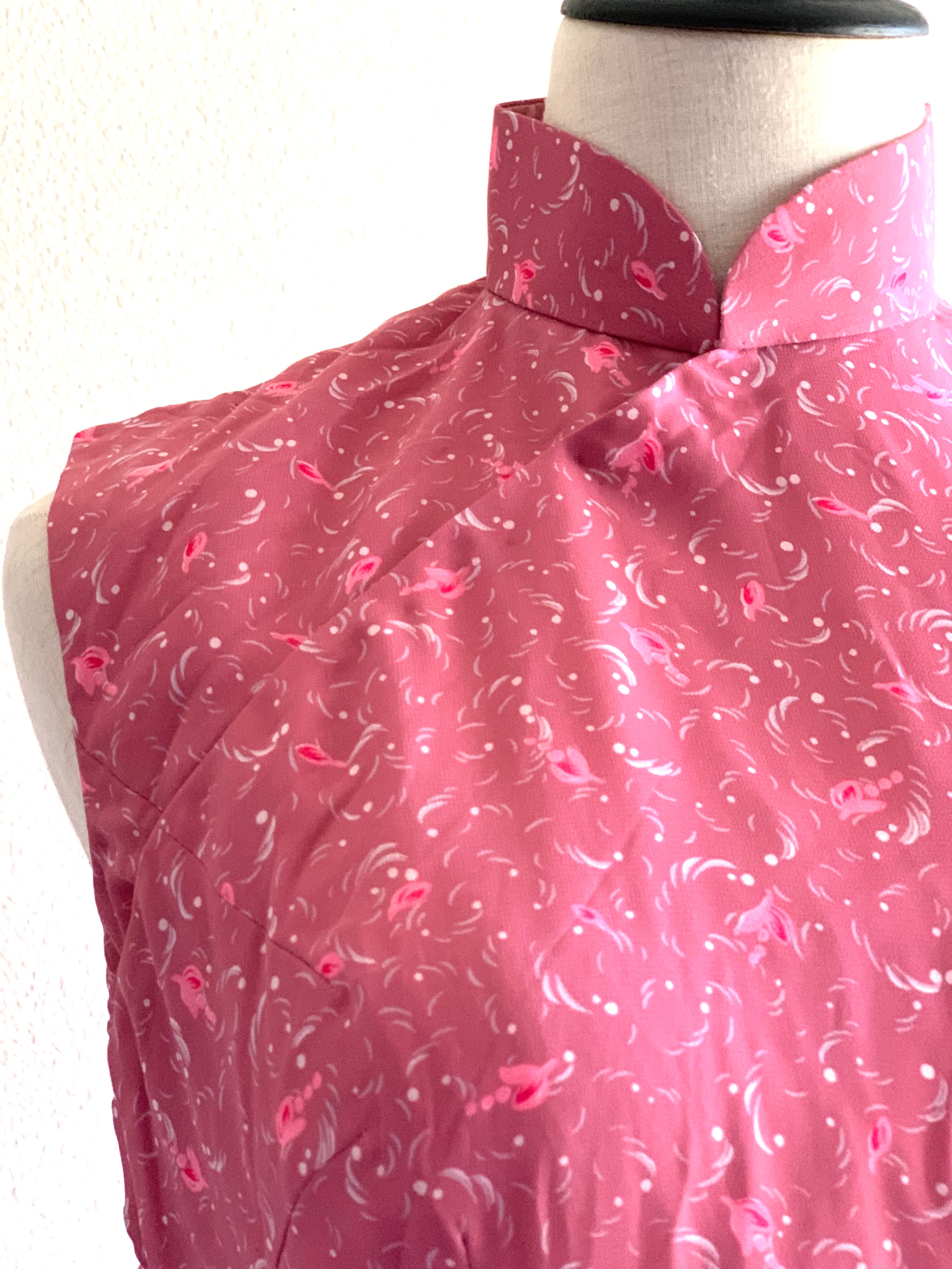 Pink floral sleeveless qi pao - Chinese traditional dress