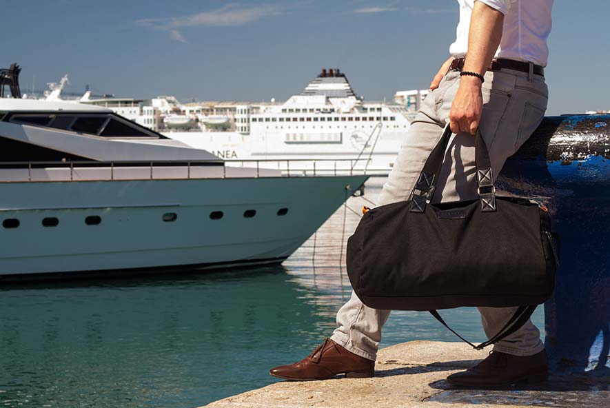 Vanacci Duffel bag loaded for holiday on a super yacht