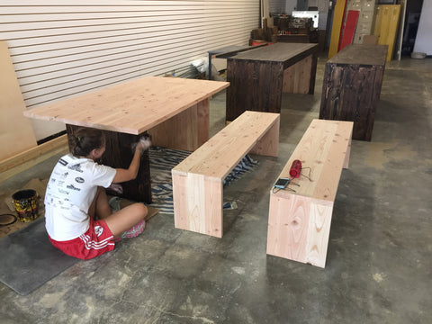 Staining through tenon table 