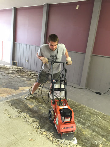 Scraping tile floor